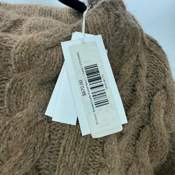 Vince Cable Braid Alpaca & Wool Blend Sweater Long Sleeve In Camel Size L NWT - Picture 12 of 12